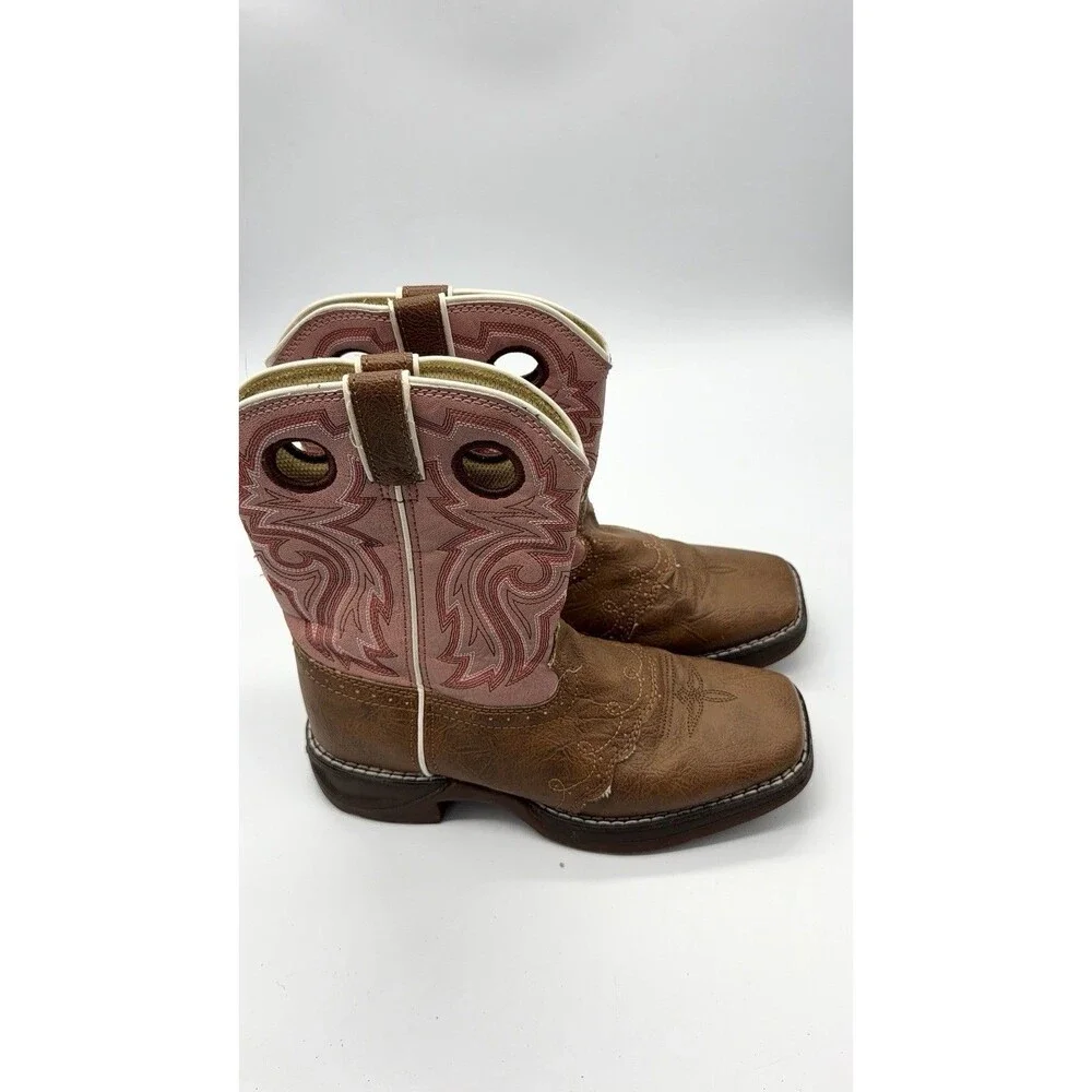 Durango Big Kids Tan/Pink Western Boots, Size 3M